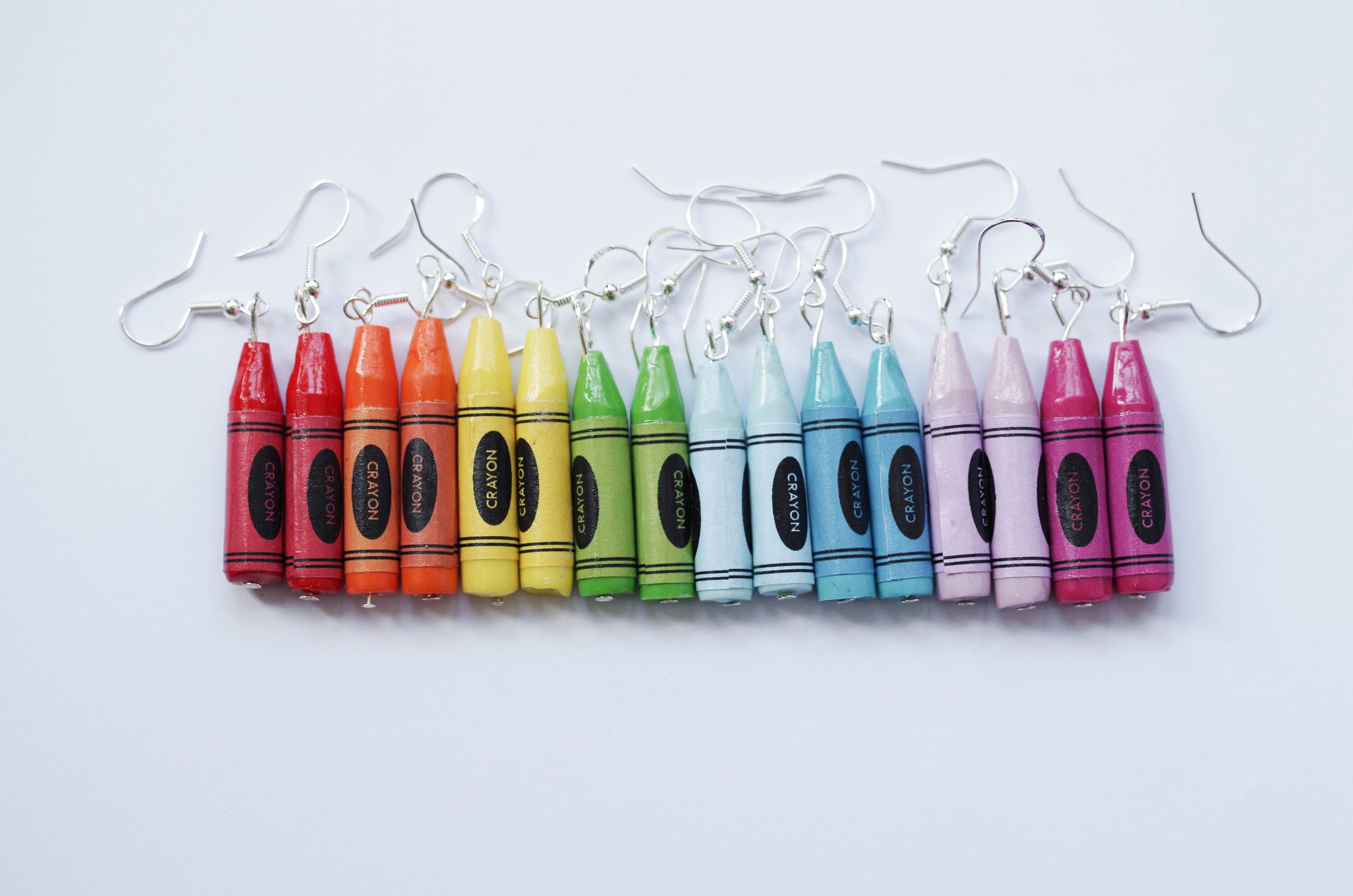 Rainbow Crayon Earrings Colourful Crayon Jewelry Crayon Etsy UK