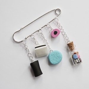 Liquorice Allsorts Sweetie Brooch - Miniature Charms with Tiny Glass Bottle - Cute Brooch