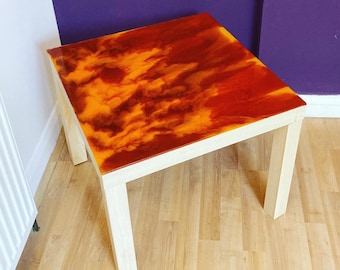 Upcycled Coffee Table: 70s Retro Orange Resin Accent Table