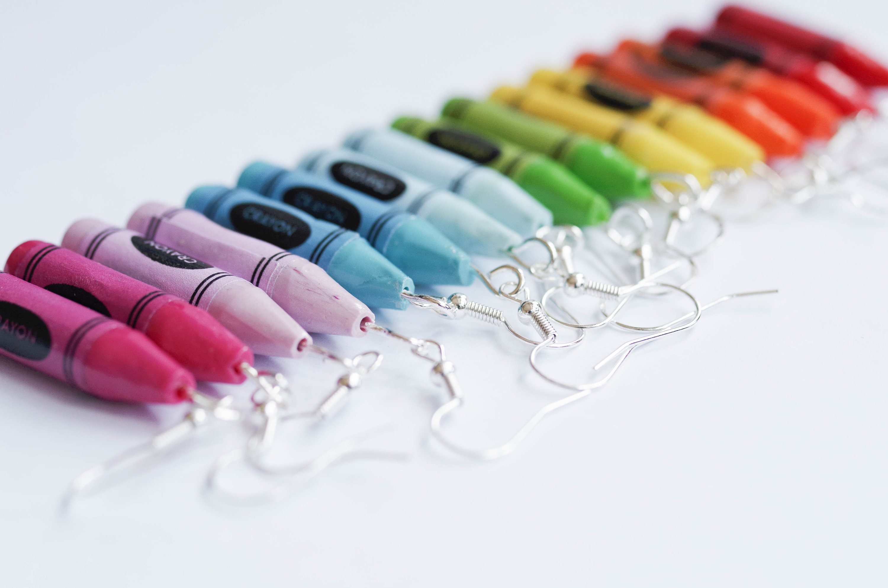 Rainbow Crayon Earrings Colourful Crayon Jewelry Crayon Etsy UK