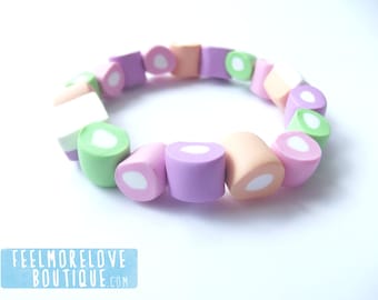Dolly Mix Sweetie Bracelet - Cute Candy jewellery- Fairy Kei Style - Pastel Lolita - Tasty Jewelry - Candy Bracelet - Pastel Coloured -sweet