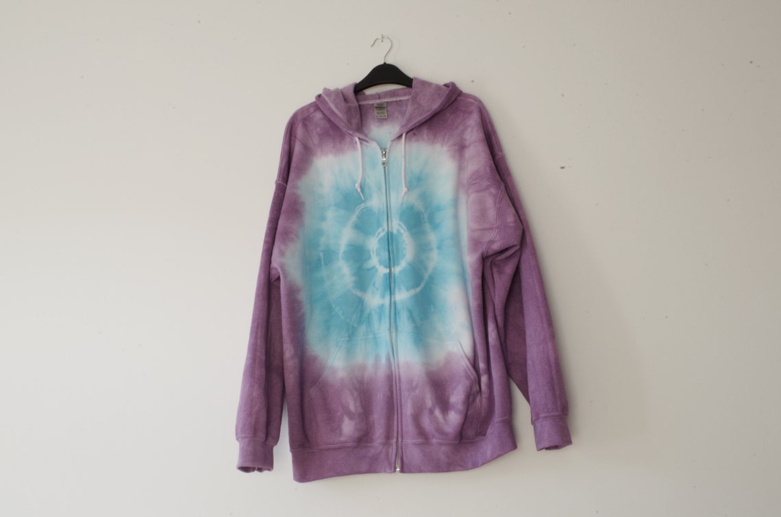 hyfve oversized tie dye print hooded maxi jacket