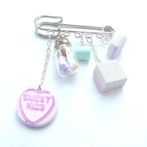 Dolly Mixture Sweetie Brooch, Cute Kawaii, Pastel Dangle Pin