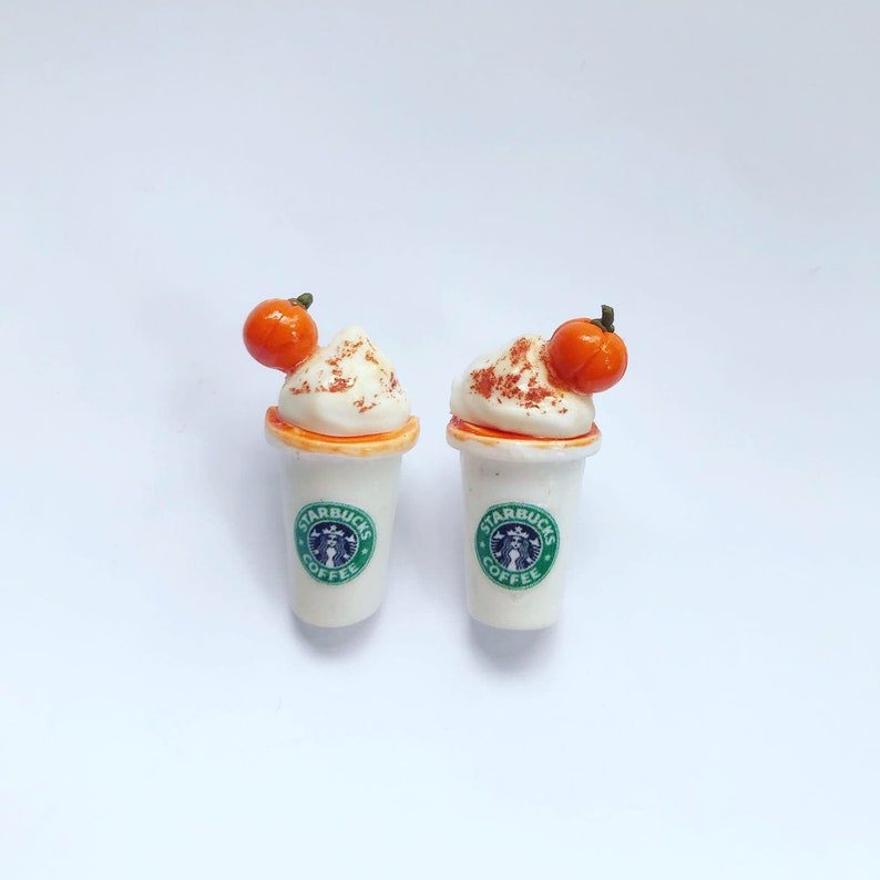 Pumpkin Spiced Latte Coffee Earrings Coffee Cup Earrings Pumpkin Latte Jewellery Novelty Jewellery Coffee lover jewellery Coffee Short whipped cream