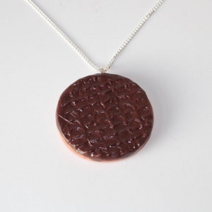 Chocolate Digestive Biscuit Necklace - Very Realistic Biscuit Charm on Silver Plated Chain