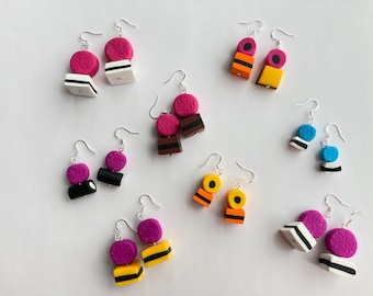 Allsorts Earrings - Unique Liquorice Allsort Earrings - Novelty Earrings - Colourful Jewellery - Licorice Allsorts