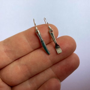 Knife, Fork and Spoon Earrings, Cutlery Earrings, Knife Earrings, Mini Spoon Earrings, Fork Earrings, Cute Novelty Earrings,