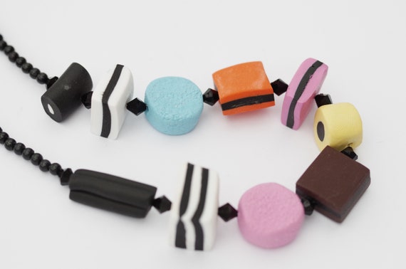 Funky Retro Liquorice Allsort Style Statement Necklace