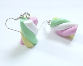Flump Marshmallow Earrings - Cute Pastel Food Jewellery - Candy Jewellery - Fairy Kei Kawaii - Sweetie Jewellery Food Jewelry