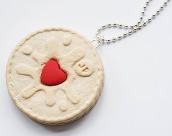 Jammy Dodger Biscuit Necklace - Novelty Jewellery -  Biscuit Jewellery - Statement Necklace - Chunky Necklace - Jammie Dodger - Unique