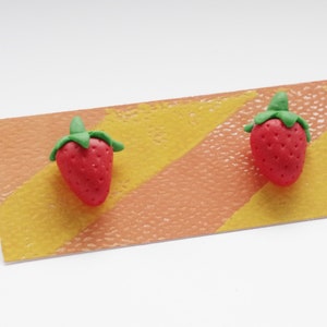 Strawberry Stud Earrings - Cute Mini Strawberries - Strawberry Jewelry - Fruit Jewellery - Kawaii Earrings - Red Jewelry - miniature