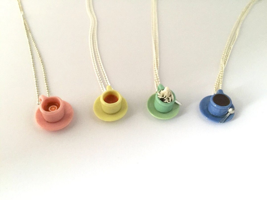 Teacup Necklace Cute Novelty Necklace Adorable Gift Novelty Etsy