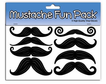 8 Vinyl Mustache Decal Stickers - Durable, Weatherproof, & UV Resistant - High Quality for car, laptop, phone, mirror or any smooth surface!