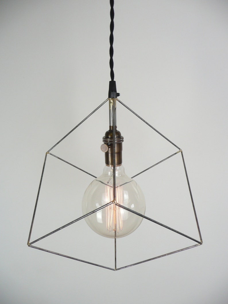 Cube pendant light, minimal pendant light, hanging square light, geometric pendant light, office light, desk lamp, chandelier, bar lighting image 2