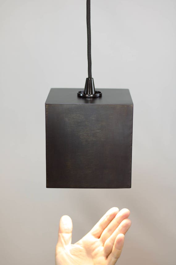 Minimalist Cube Light Geometric Plug In Pendant Lamp Patina Etsy