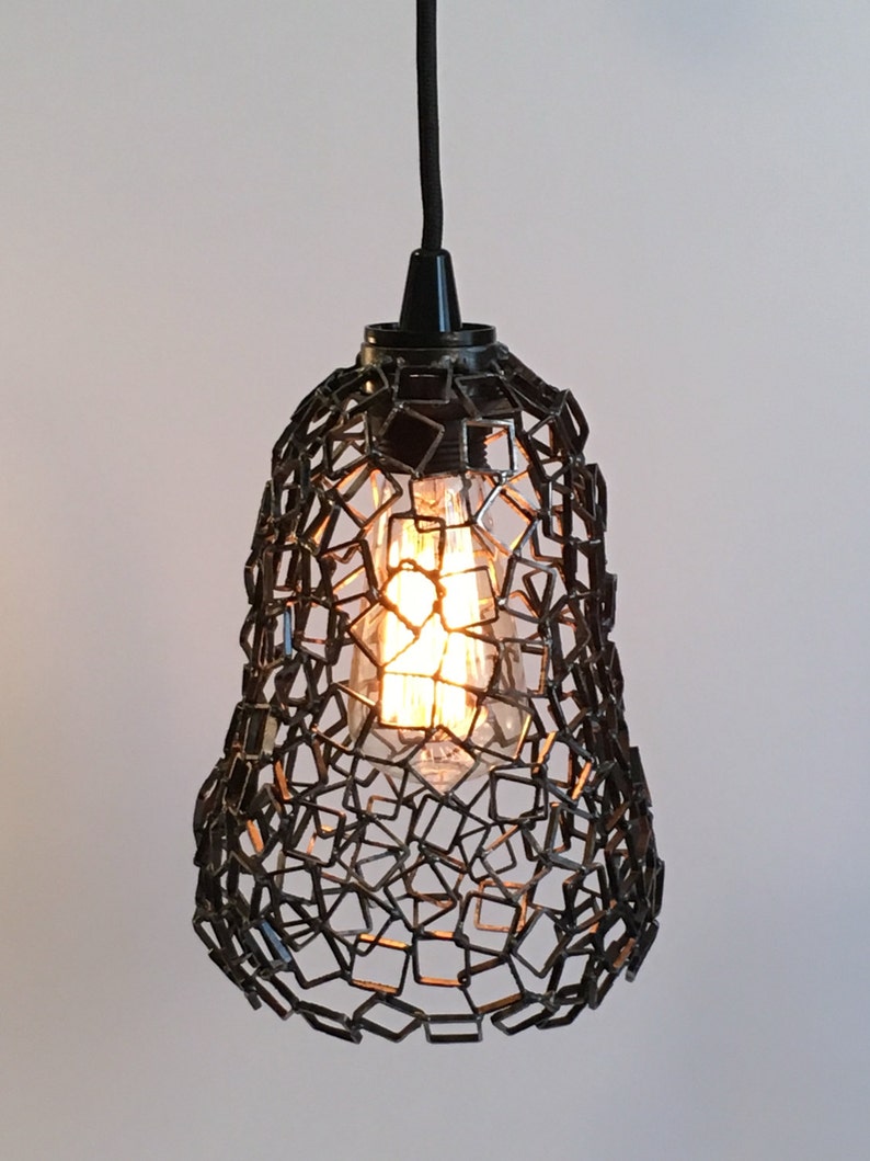 Atomized Pendant Light Welded Metal Lighting Pear Shape Modern Plug In With Edison Bulb
