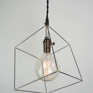 Cube pendant light, minimal pendant light, hanging square light, geometric pendant light, office light, desk lamp, chandelier, bar lighting image 4