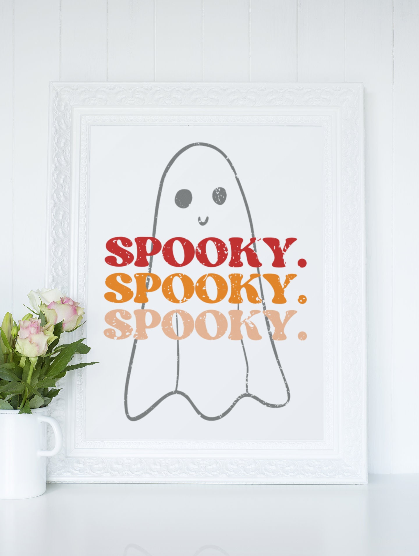 DIGITAL Retro Spooky Ghost Printable Halloween Wall Art - Etsy