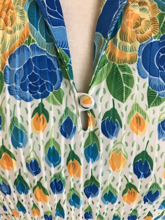 1980s yellow and blue Leslie Fay Tulip and Roses … - image 3