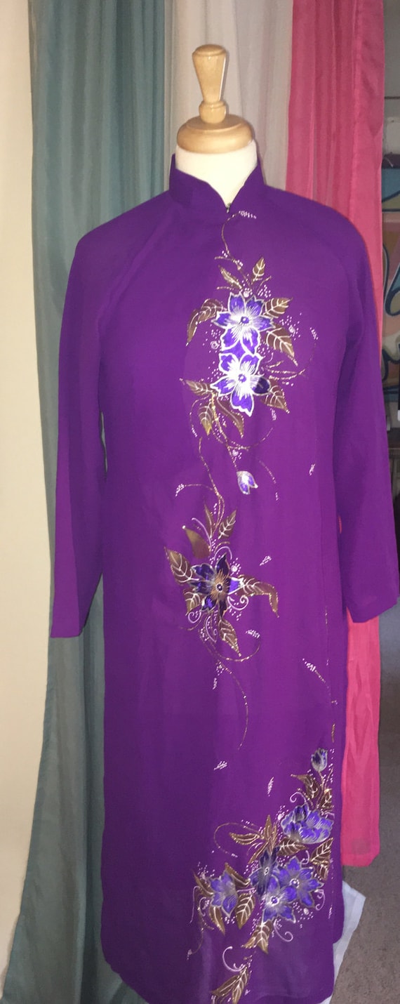 Purple Chiffon Asian Dress