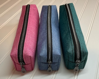 Boxy Canvas Pencil Bag: Cosmetic Travel Pouch Makeup Bag