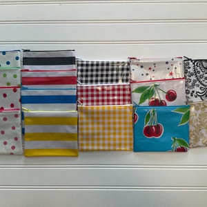 Mini Pouch Coin Purse Oilcloth Gingham Polka Dot
