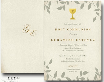 Holy Communion Invitation instant download/elegant Baptism invitations/First Communion invitations/Editable template/Confirmation-Geramino
