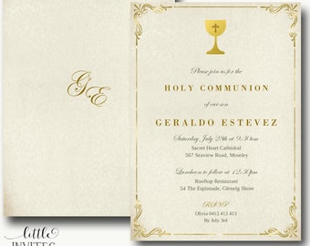 Holy Communion Invitation instant download/elegant Baptism invitations/First Communion invitations/Editable template/Confirmation-Geraldo