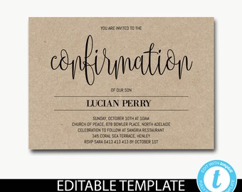 confirmation invite etsy