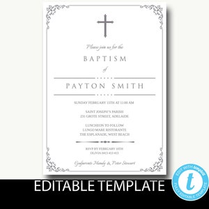 Baptism Invitation boy and girl/Baptism invitation Instant Download/First Holy Communion Invitations/Editable template/christening-Payton