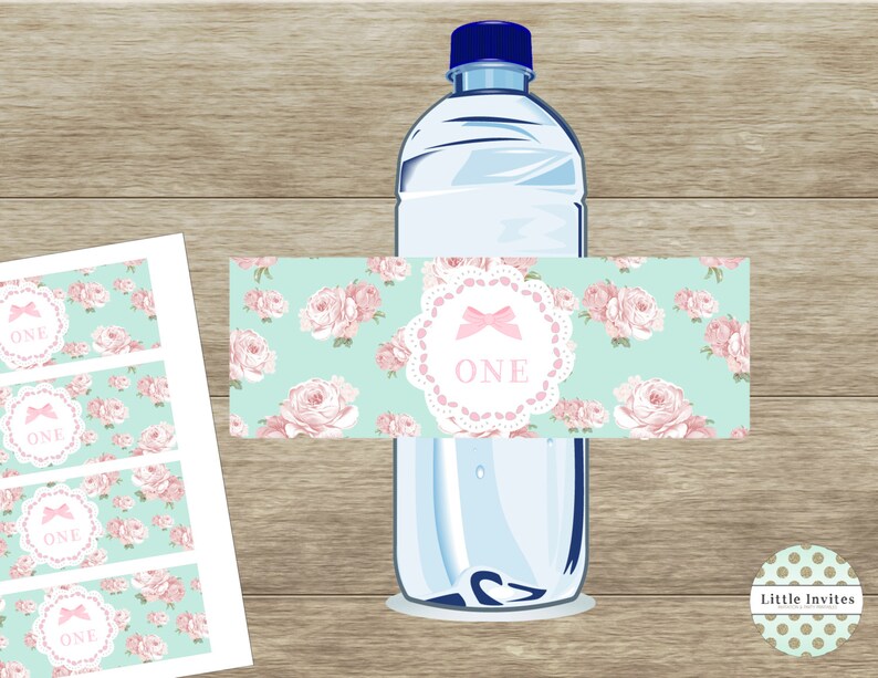 Girl First Birthday/one/water Bottle Labels/first Birthday - Etsy