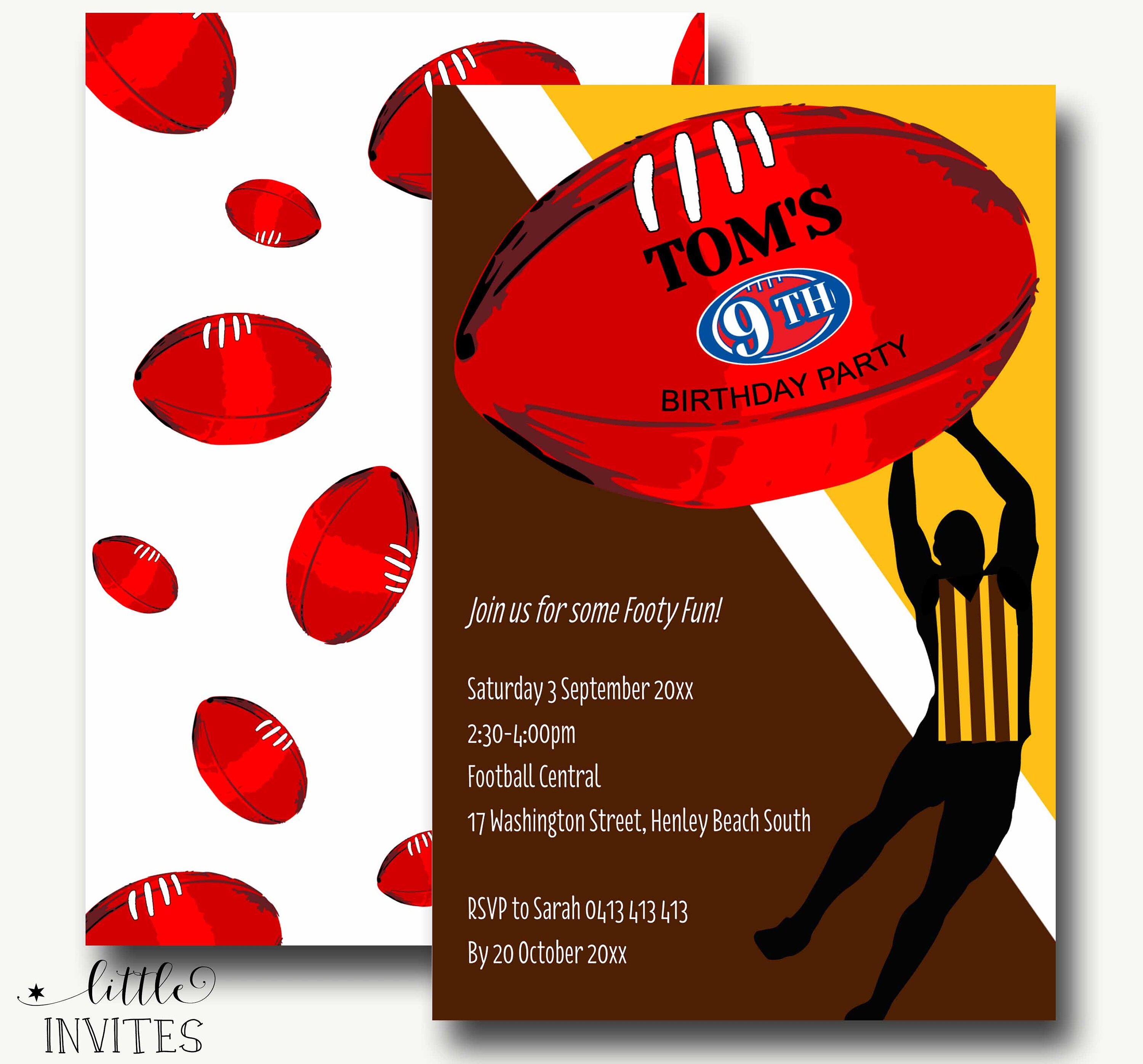 Football Invitation/australian Football Birthday Etsy Australia