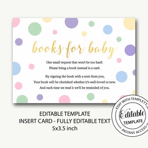 Books for Baby Insert Card/insert Note/baby Shower Insert - Etsy