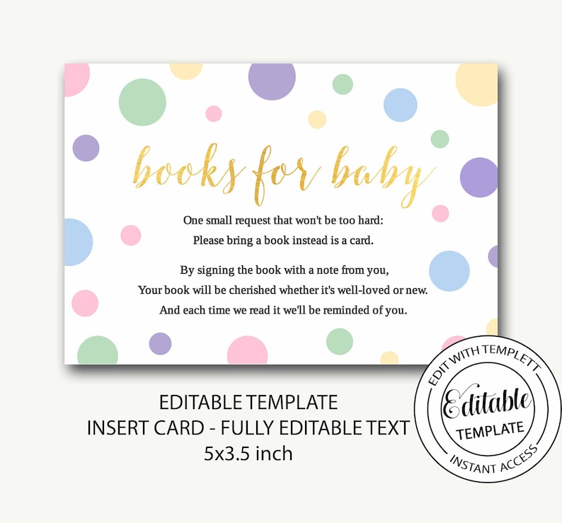 Books for Baby Insert Card/insert Note/baby Shower Insert Etsy