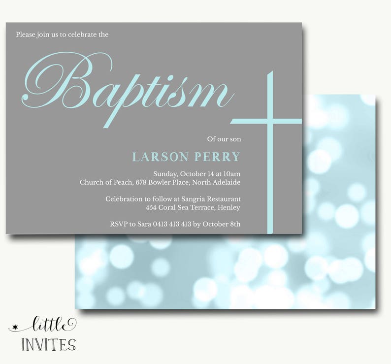 Boys Baptism Invitation instant download/Elegant baptism invitation/printable/Blue and gray/Confirmation/First Holy Communion-Twins-Larson image 2