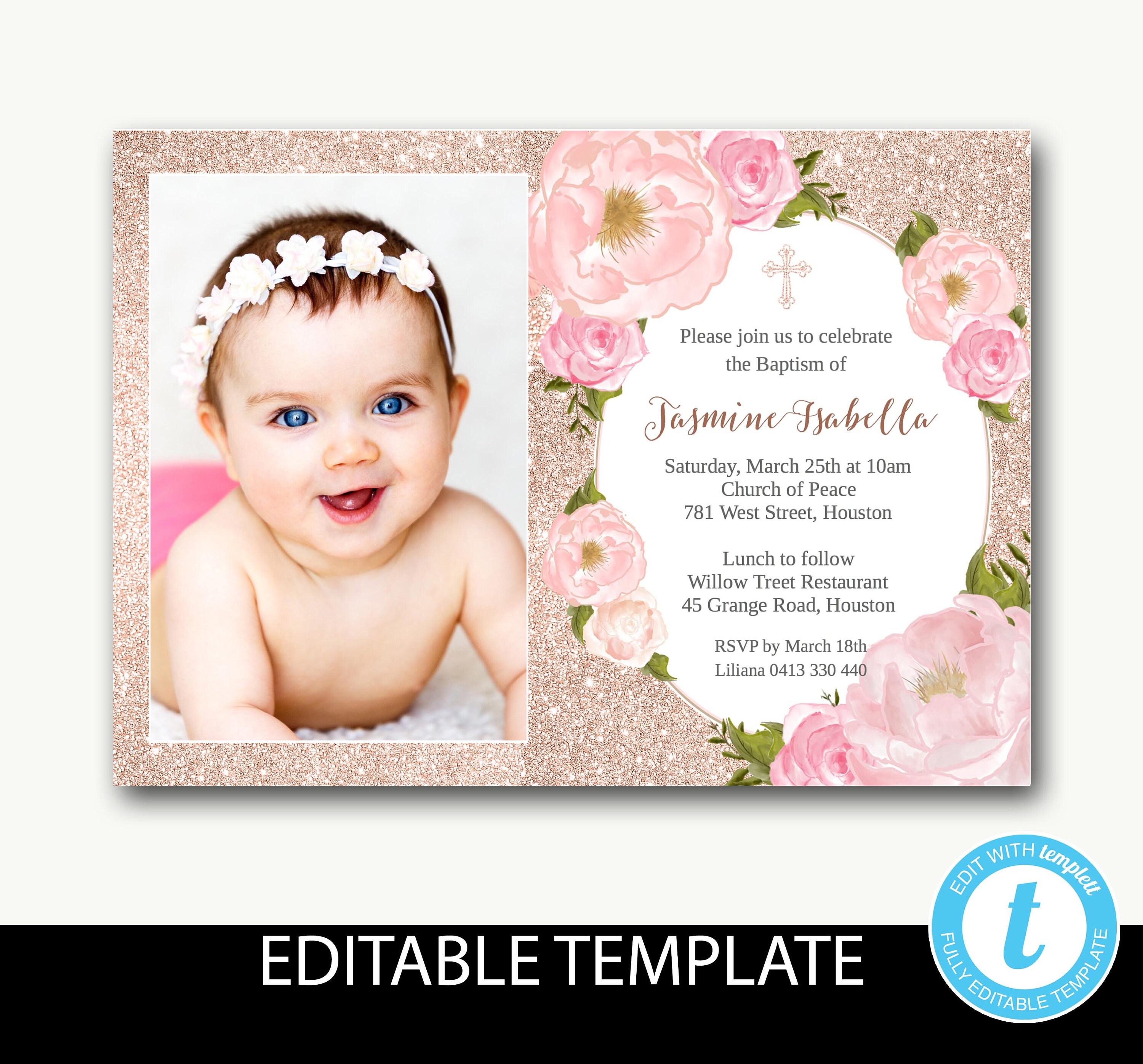 Christening Invitation Girl Baptism Invitation Girl Naming Australia 