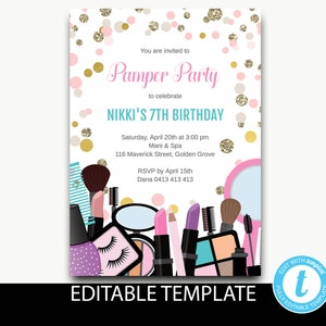 Spa party invitation instant download/pamper party invitations/mani pedi invitation/slumber party/Editable template/Instant download-Nikki
