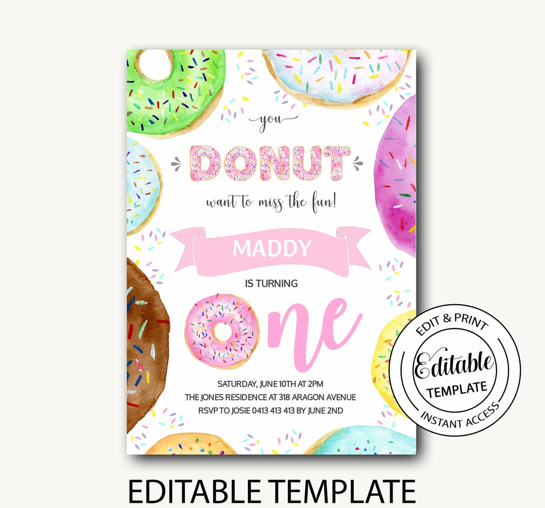 FREE Printable Donuts Invitation Templates Download
