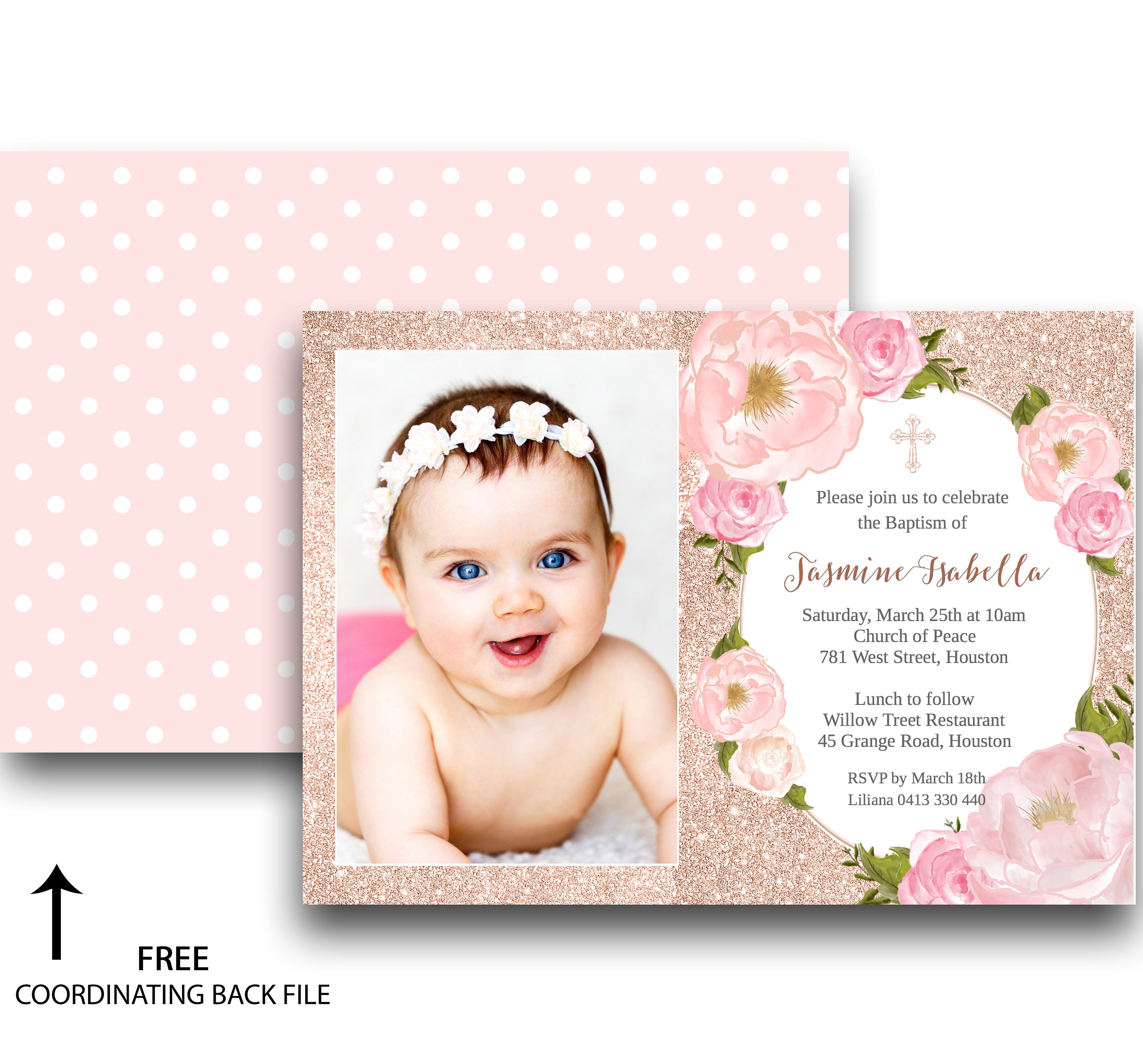 Baptism Invitation Girl Photo/baptism Invitation Instant Etsy Hong Kong