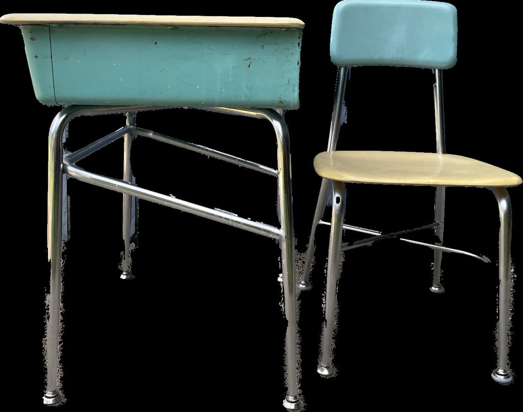 Vintage Heywood Wakefield School Desk and Chair Mid Century Etsy