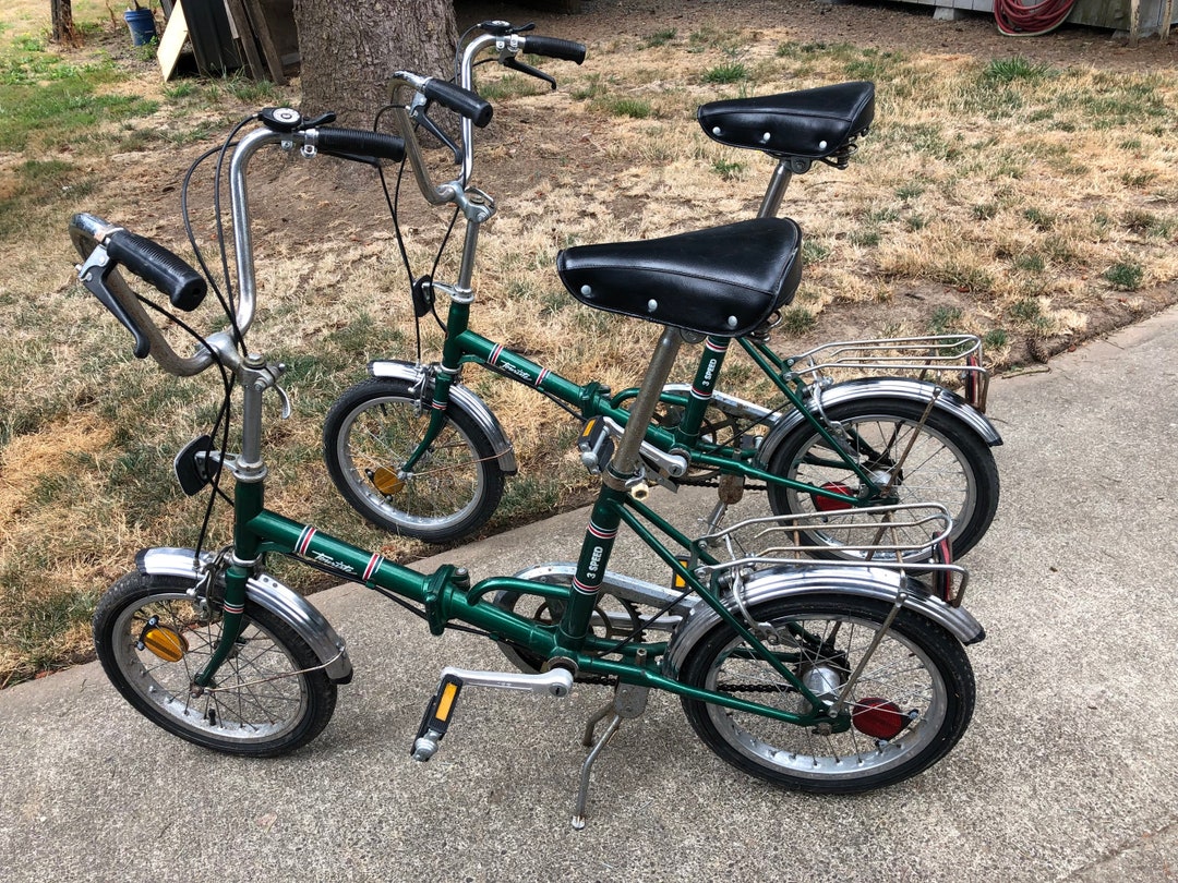 vintage huffy 3 wheel bicycle Pair of Huffy Touriste 3 Speed Folding Bicycles 1970s Collectible Great for  Camper and Traveling