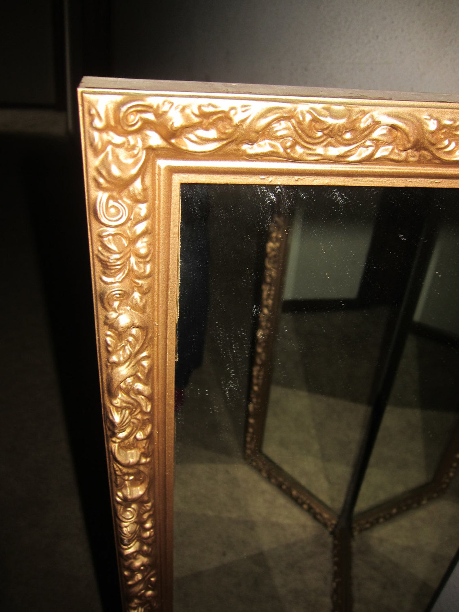 Vintage TriFold Vanity Mirror Large Ornate Frame Gold Trim Etsy