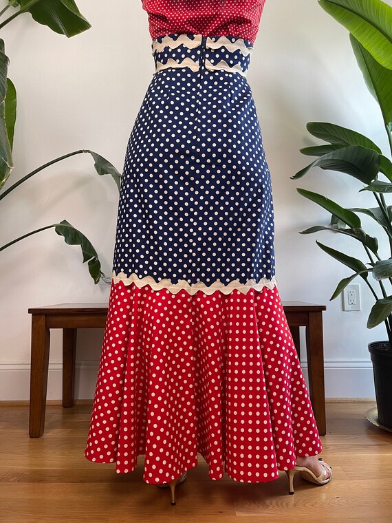 vintage 70s David Smith polka dot maxi skirt | ri… - image 4