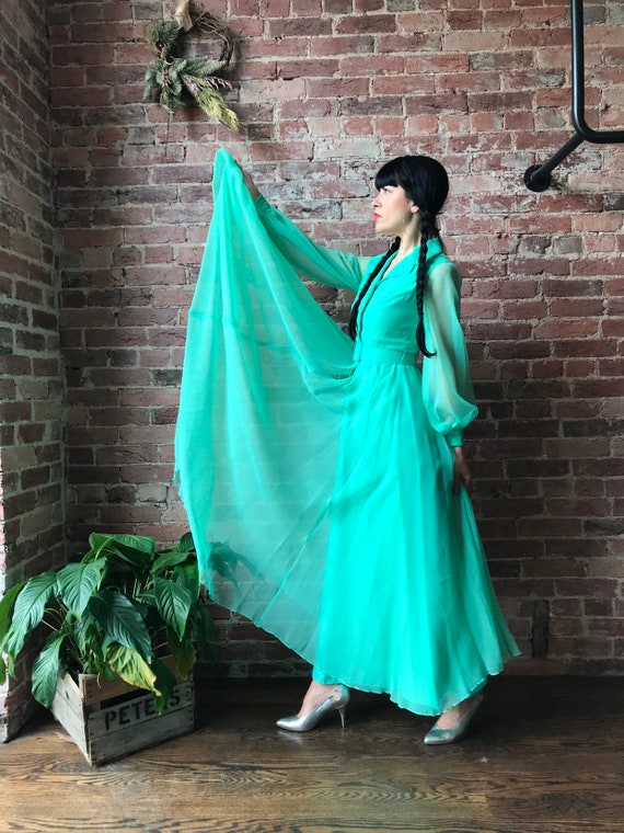 vintage 70s MISS ELLIETTE maxi dress | long sleeve ch - Gem vintage 70s MISS ELLIETTE maxi dress | long sleeve ch - Gem