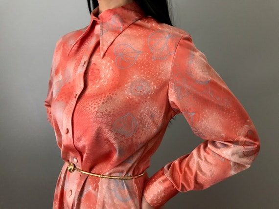 70s LANVIN floral print shirt dress | butterfly c… - image 2