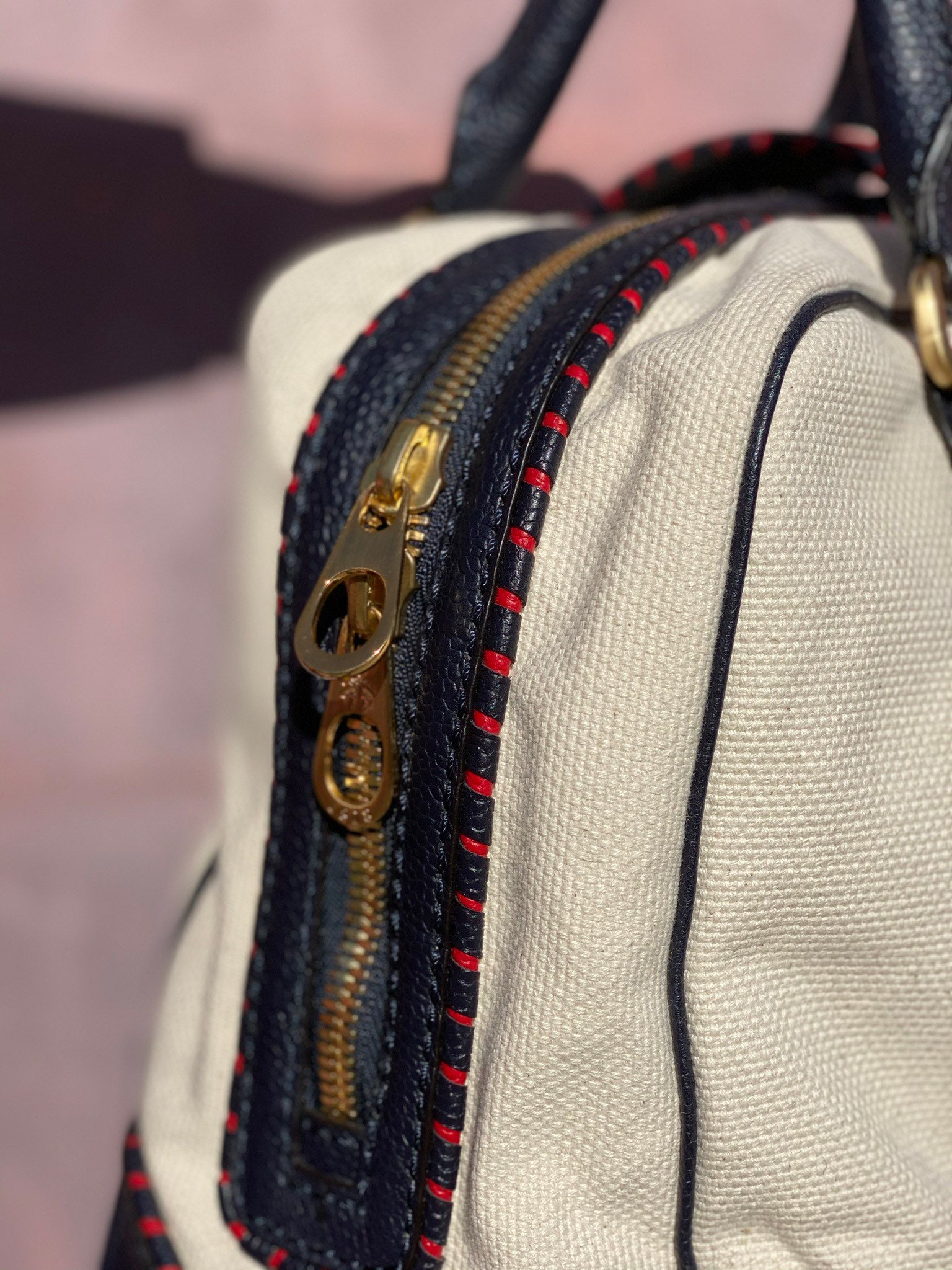 THOM BROWNE Black Fleece Nautical Style Satchel | Cream