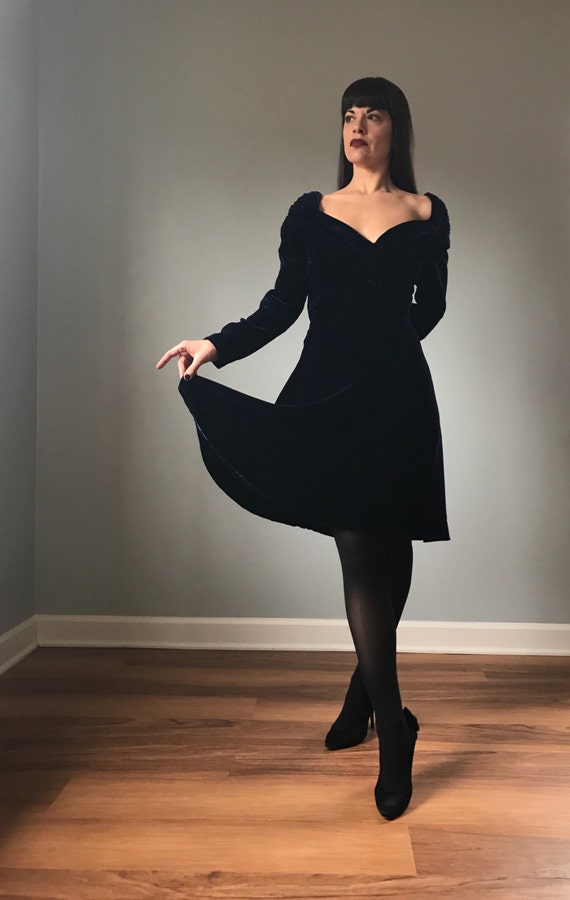 80s dress | SCAASI Boutique velvet cocktail dress