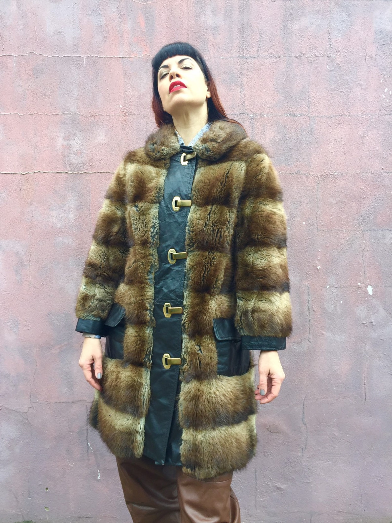 Vintage 60s West German Fur Coat 1960s Brown Fur and Leather - Etsy