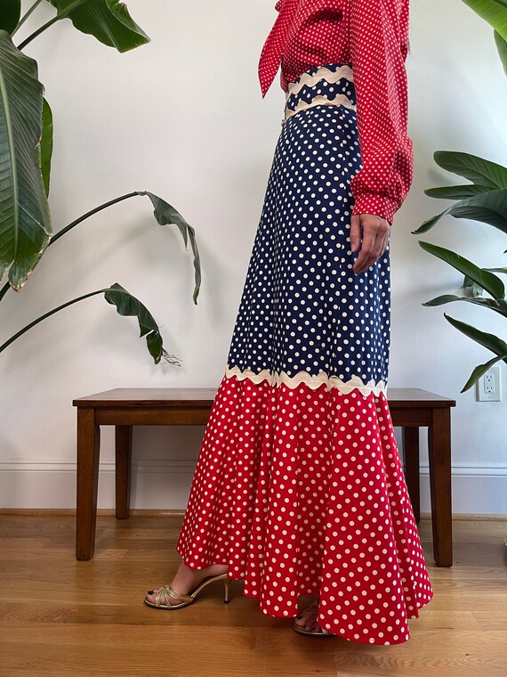 vintage 70s David Smith polka dot maxi skirt | ri… - image 3