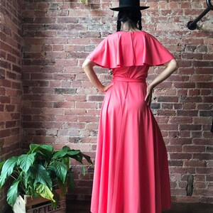 vintage 70s maxi dress ALISON AYERS Original polyester drape collar belted gown image 6